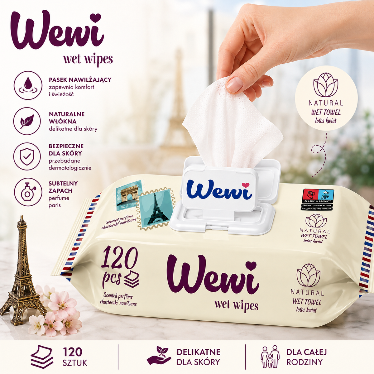 Wewi Chusteczki Nawilżane Paris 120szt