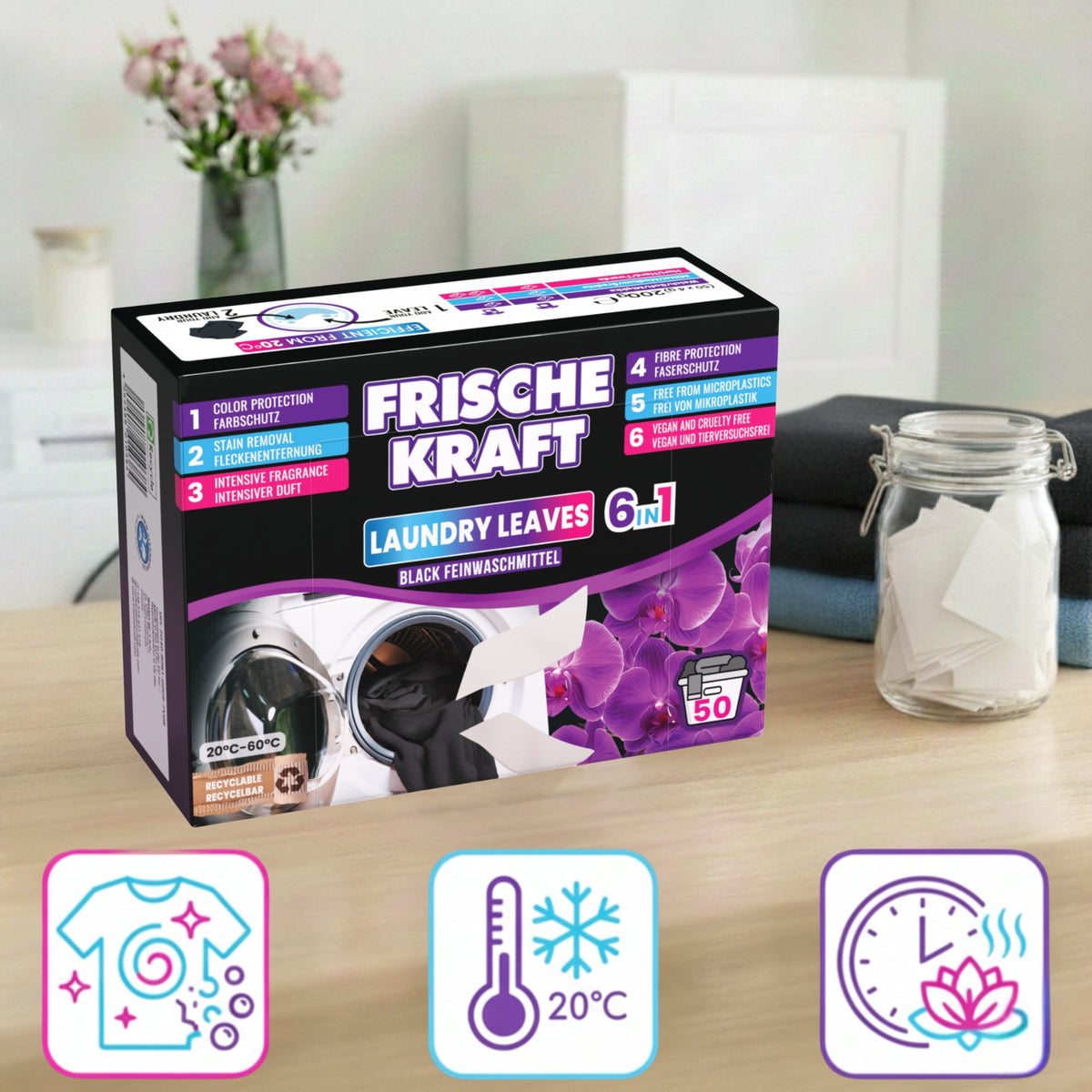 Frische Kraft 6w1 Listki Piorące do Czarnego 50szt