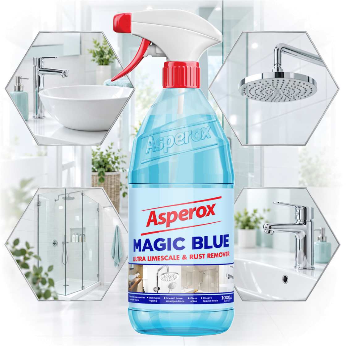 Asperox Magic Blue Odkamieniacz do Usuwania Kamienia i Rdzy w Sprayu 1l