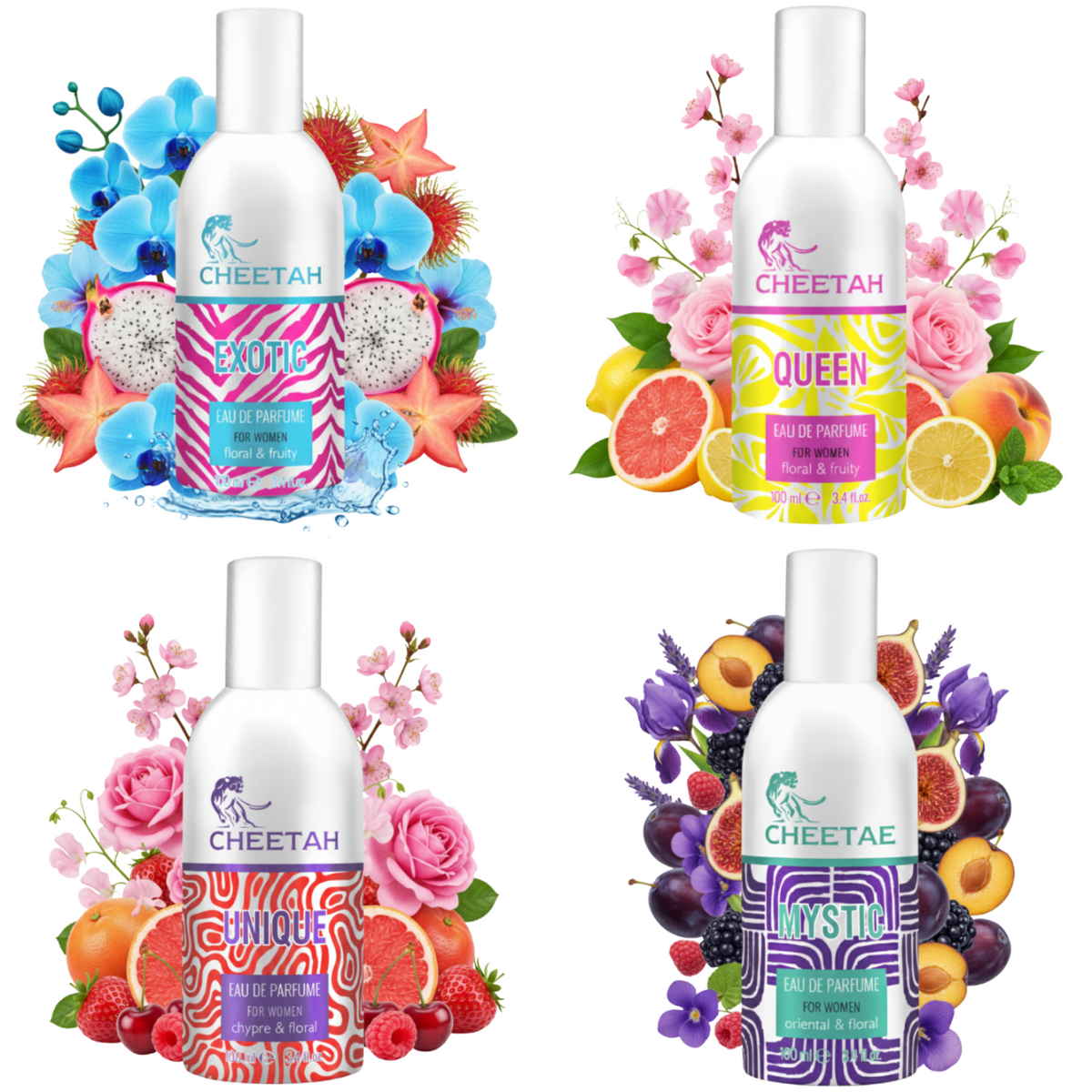 Cheetah Perfuma Damska Mystic/Exotic/Unique/Queen 24x100ml