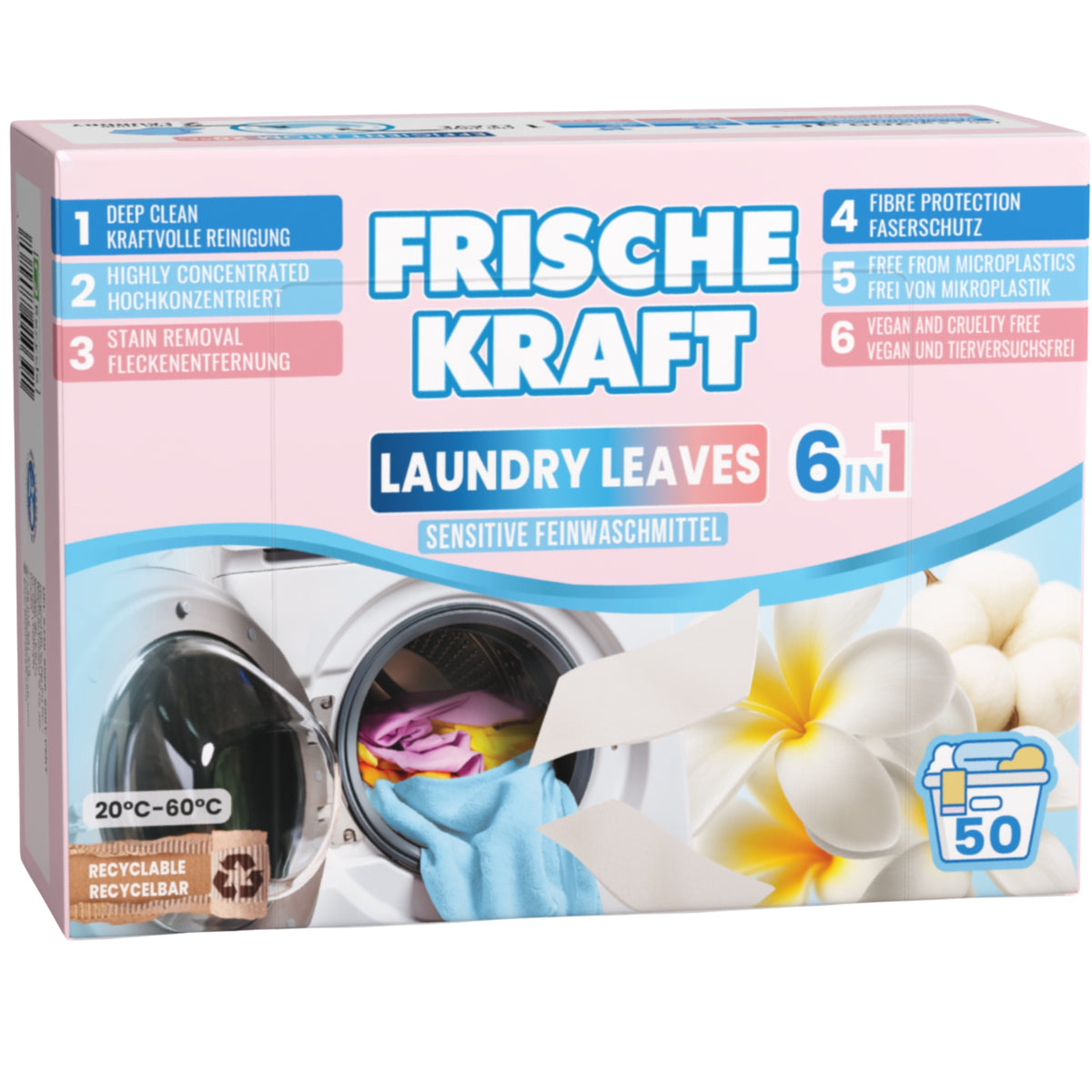 Frische Kraft 6w1 Listki Piorące Sensitive 50szt