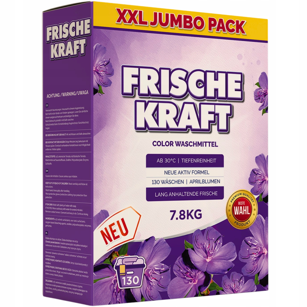 Frische Kraft  Proszek do Prania Tkanin Kolor 7,8kg 130 Prań