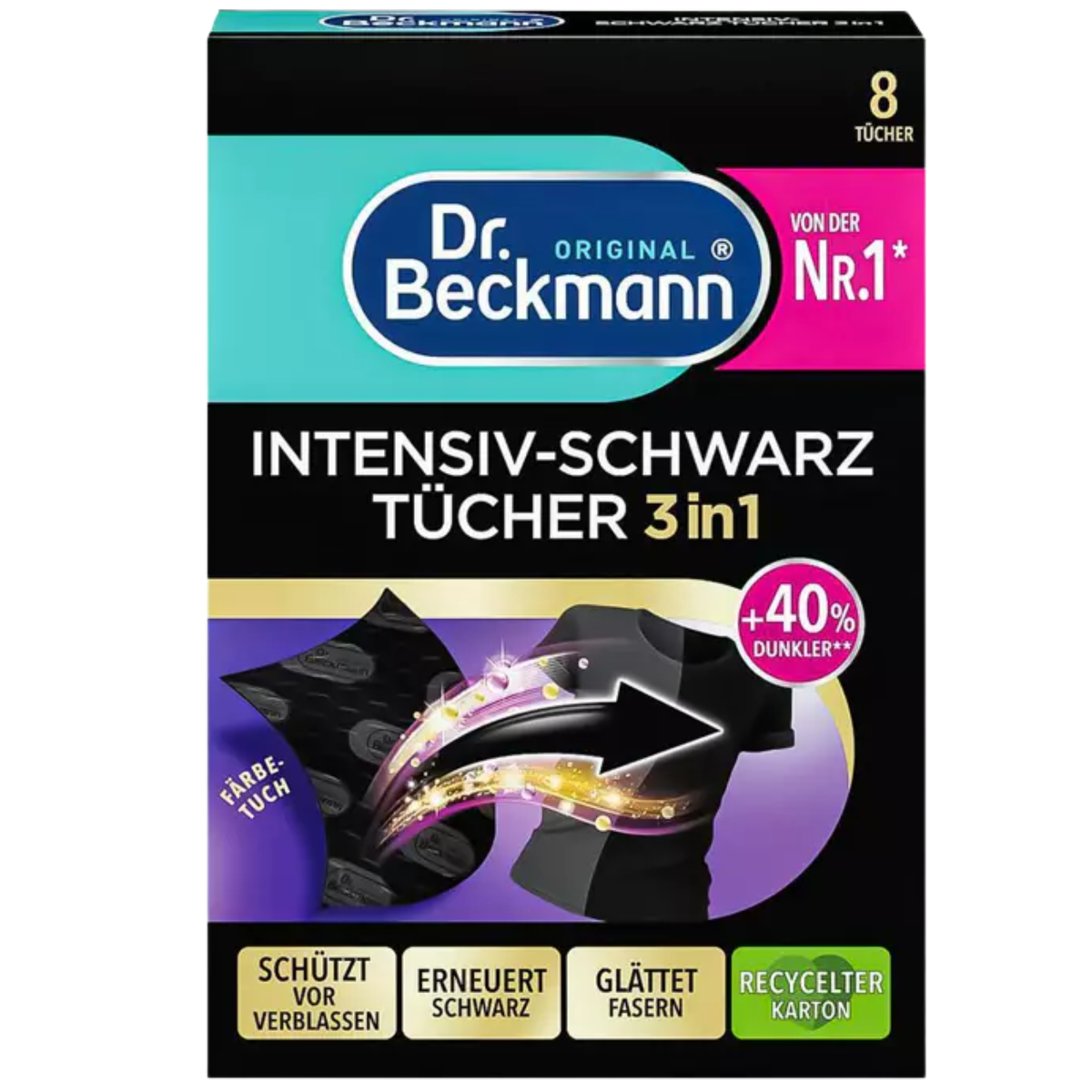 Dr Beckmann 3w1 Chusteczki do Prania Czarnego Odnowa Koloru 8szt