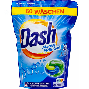 Dash 3w1 Kapsułki do Prania Tkanin Uniwersalne Alpen 60szt Doypack