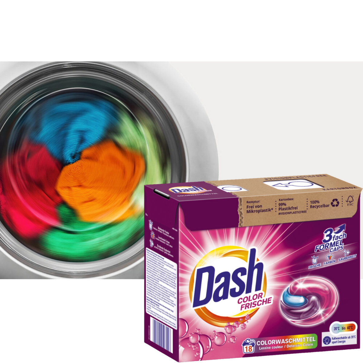 Dash 3w1 Kapsułki do Prania Tkanin Kolor 18szt