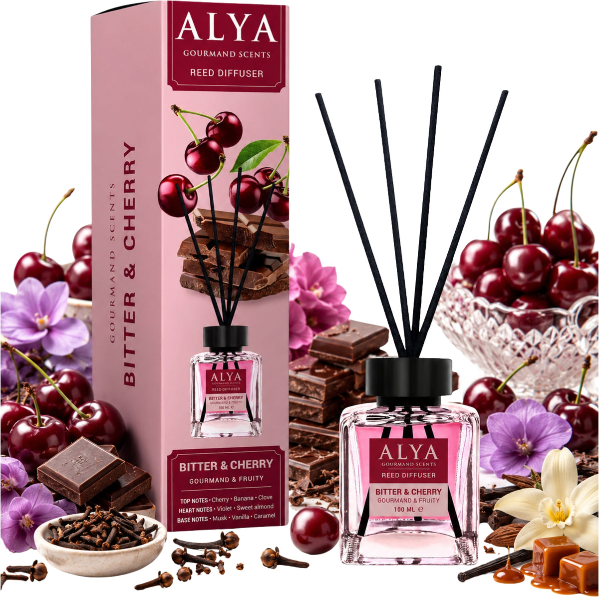 Alya Gourmand Patyczki Zapachowe Bitter&Cherry 100ml