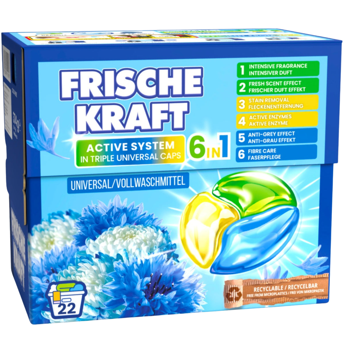 Frische Kraft 6w1 Kapsułki do Prania Tkanin Uniwersalne 22szt
