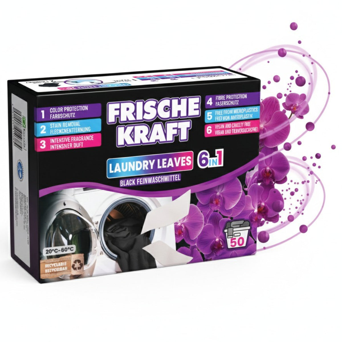 Frische Kraft 6w1 Listki Piorące do Czarnego 50szt