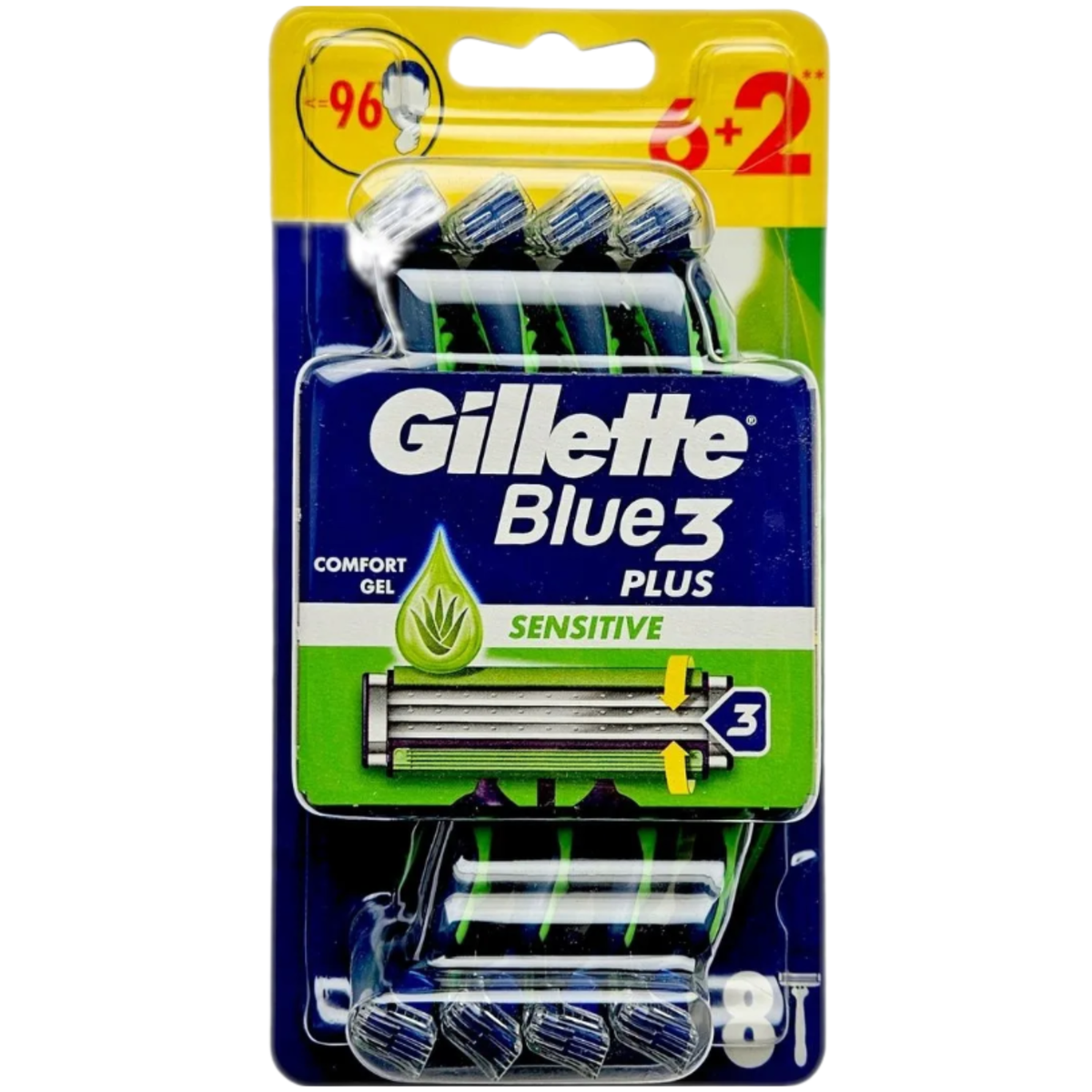 Gillette Blue3 Plus Sensitive Jednorazowe Maszynki do Golenia 6+2szt