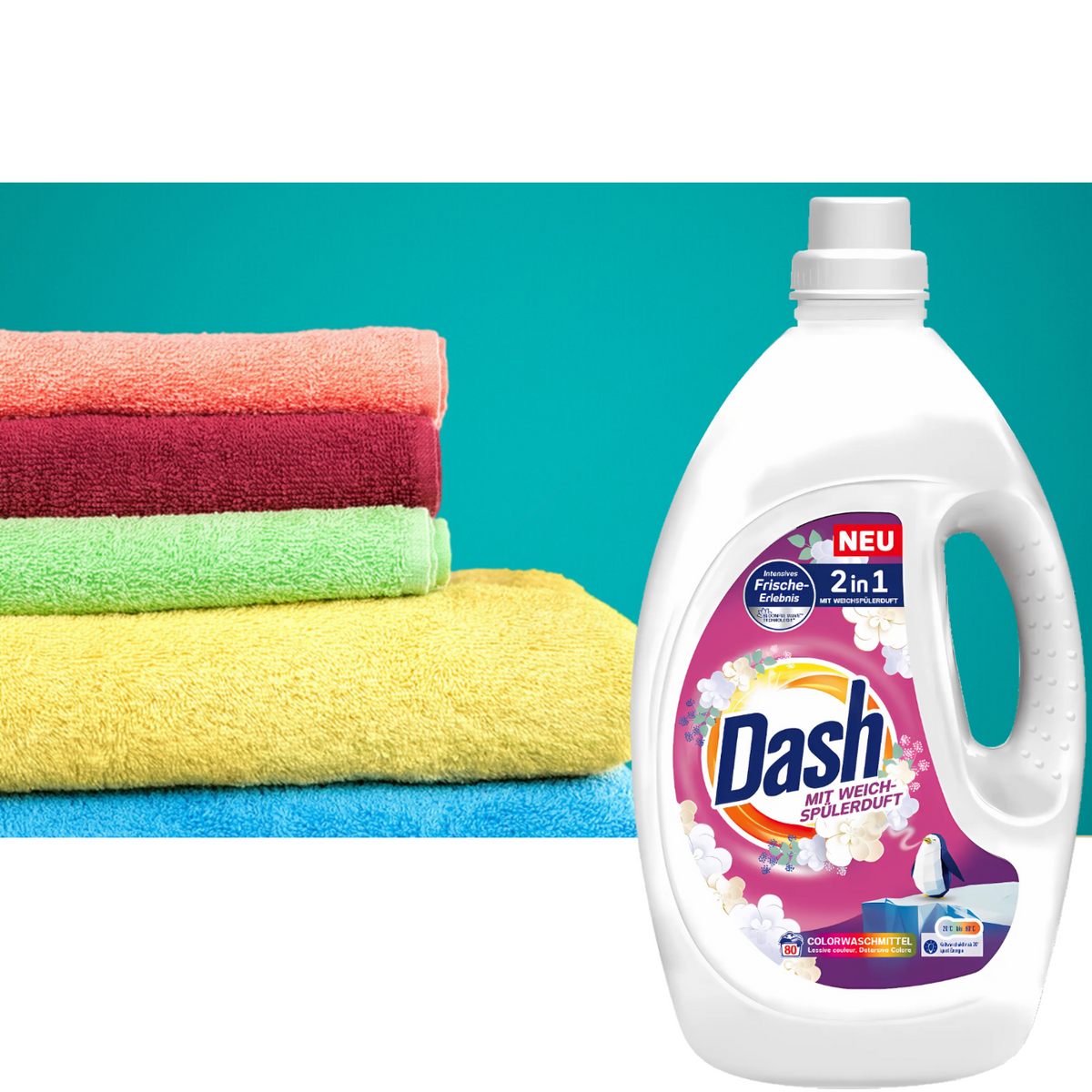 Dash 2w1 Płyn do Prania Tkanin Kolor 80 Prań 3,6l