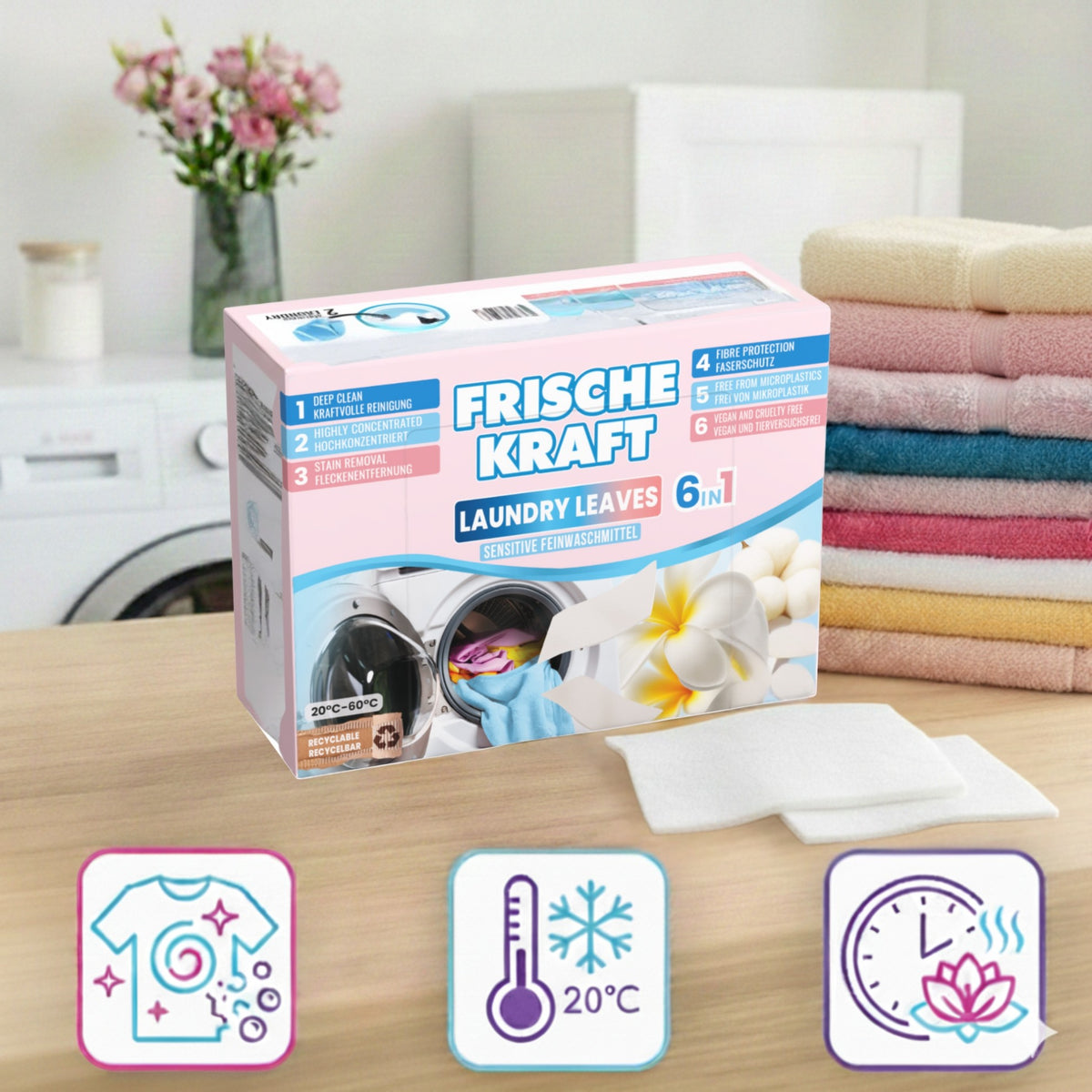 Frische Kraft 6w1 Listki Piorące Sensitive 50szt