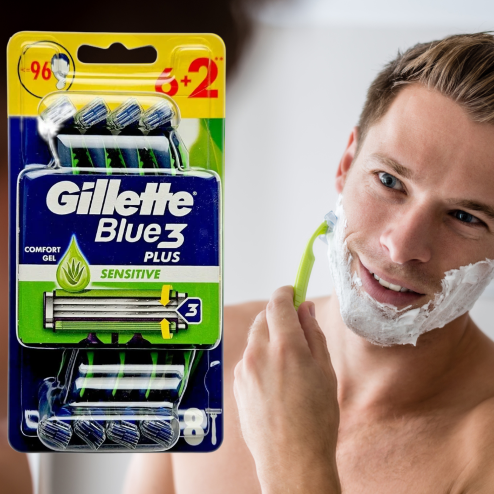 Gillette Blue3 Plus Sensitive Jednorazowe Maszynki do Golenia 6+2szt