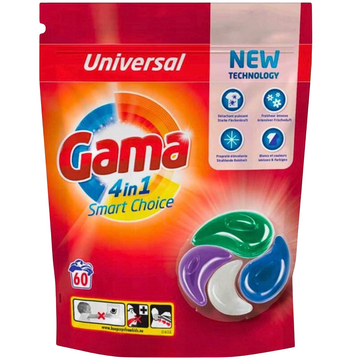 Gama 4w1 Kapsułki do Prania Tkanin Uniwersalne 60szt