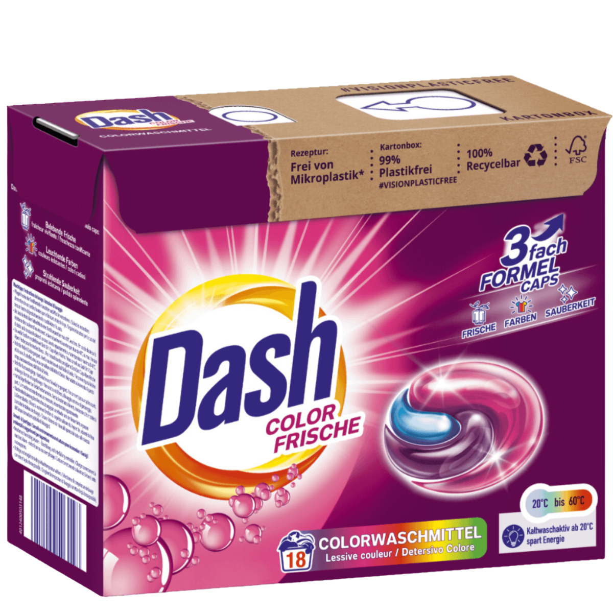 Dash 3w1 Kapsułki do Prania Tkanin Kolor 18szt