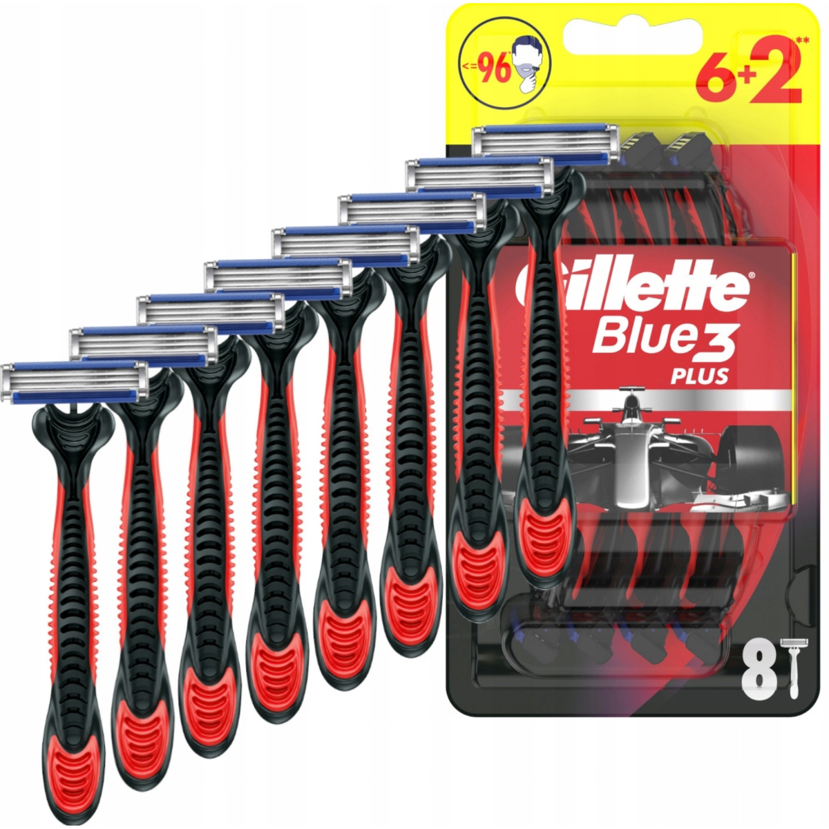 Gillette Blue3 Plus Red Jednorazowe Maszynki do Golenia 6+2szt