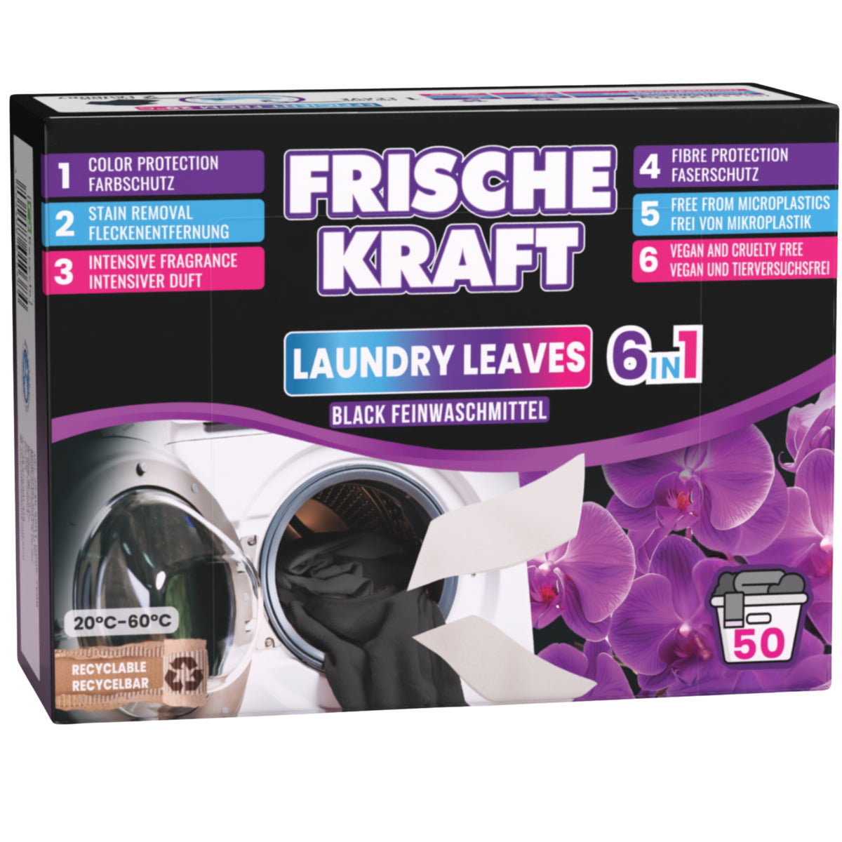 Frische Kraft 6w1 Listki Piorące do Czarnego 50szt