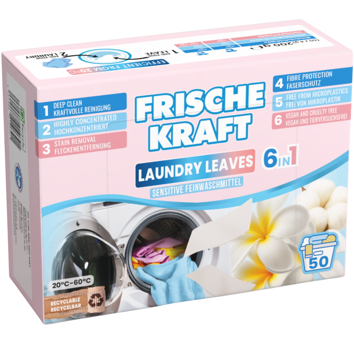 Frische Kraft 6w1 Listki Piorące Sensitive 50szt