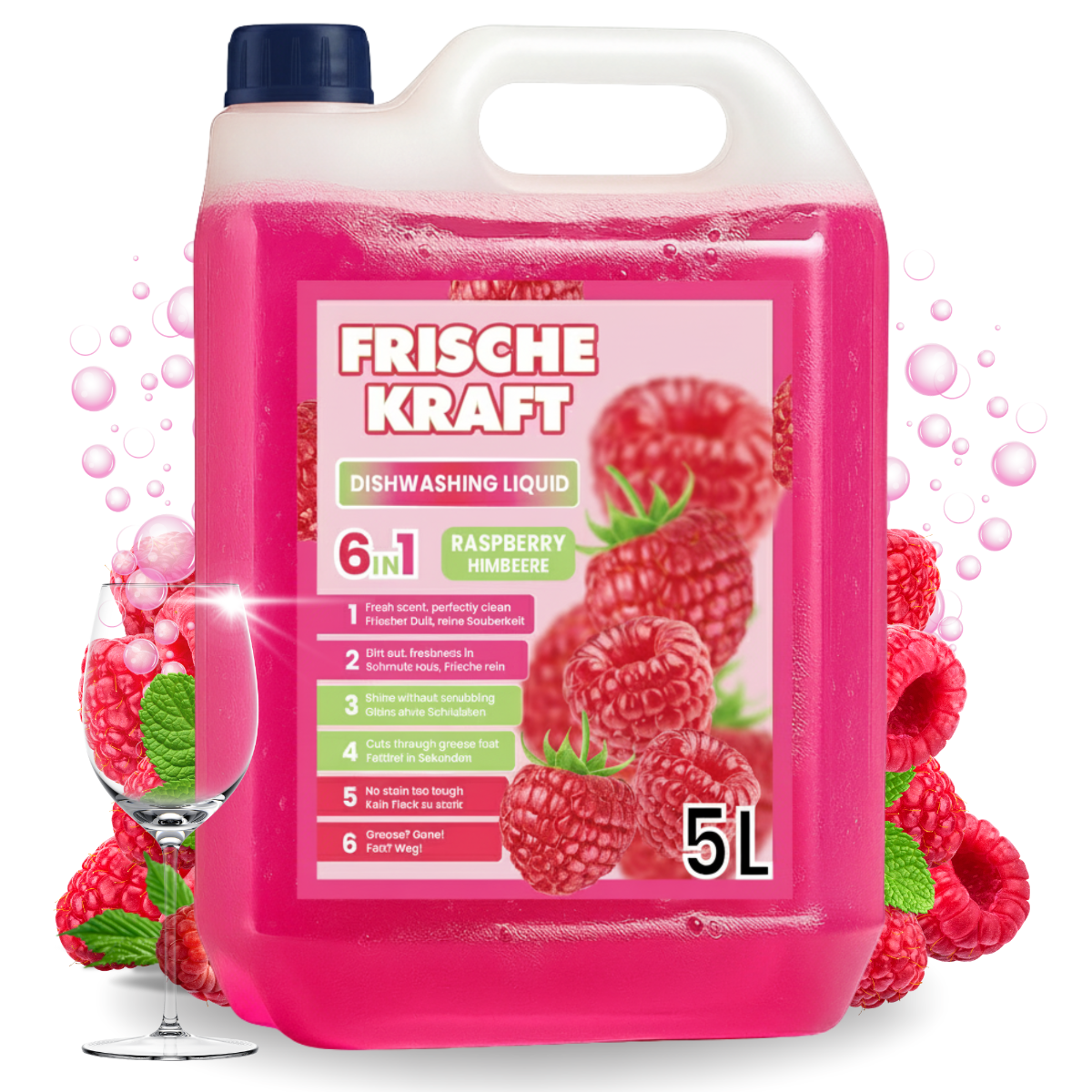 Frische Kraft 6w1 Płyn do Mycia Naczyń Malinowy 5l