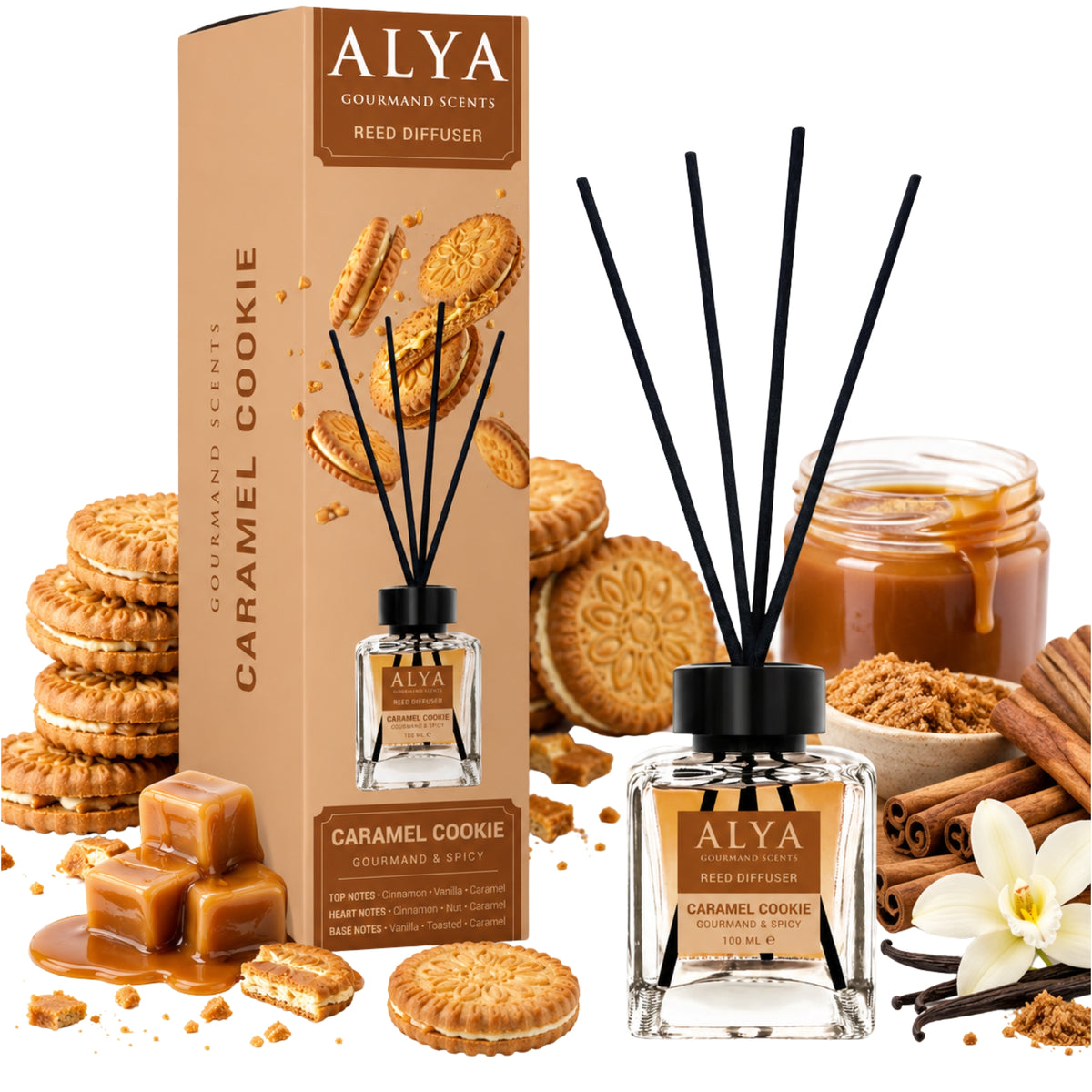 Alya Gourmand Patyczki Zapachowe Carmel Cookie 100ml