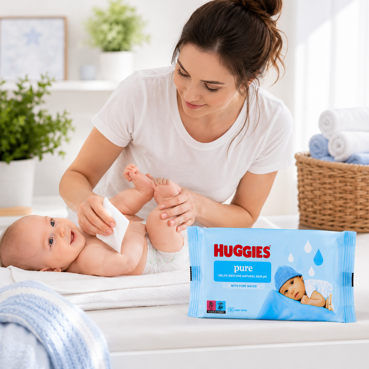 Huggies Chusteczki Nawilżane dla Dzieci Pure 56szt