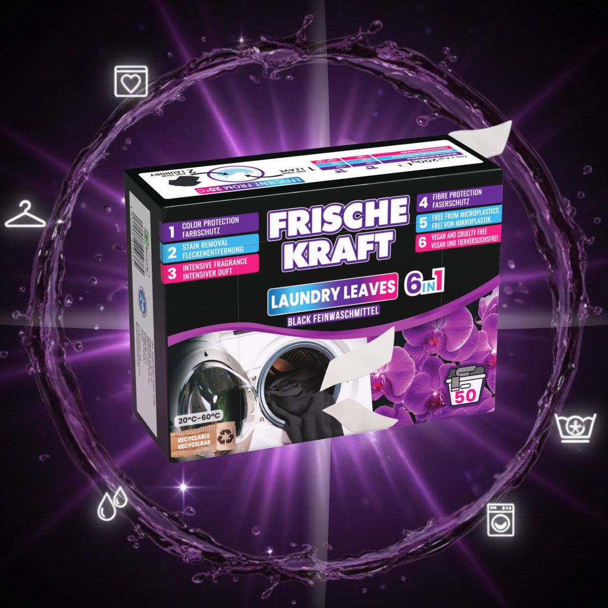 Frische Kraft 6w1 Listki Piorące do Czarnego 50szt
