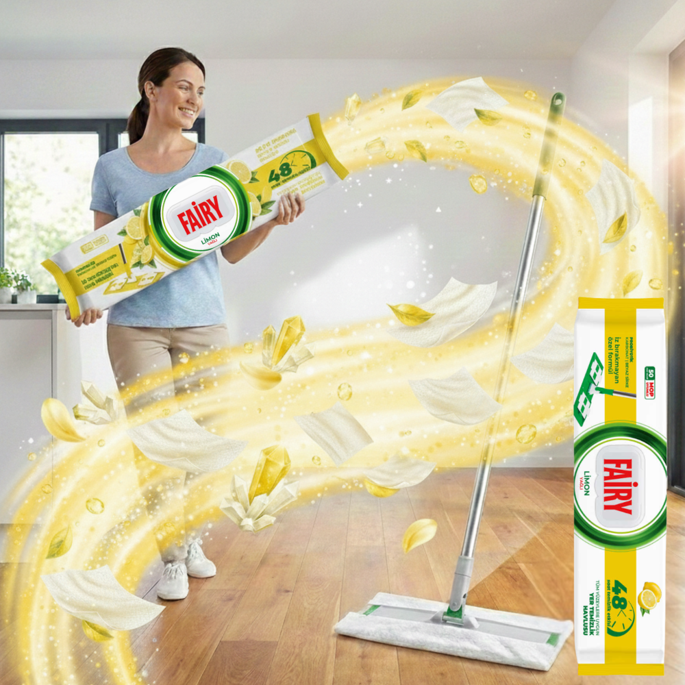 Fairy Wkłady Nawilżane do Mopa Lemon 50szt