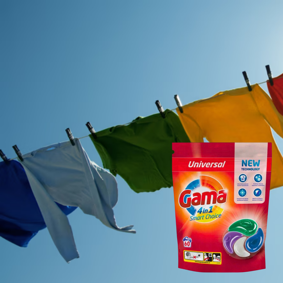 Gama 4w1 Kapsułki do Prania Tkanin Uniwersalne 60szt