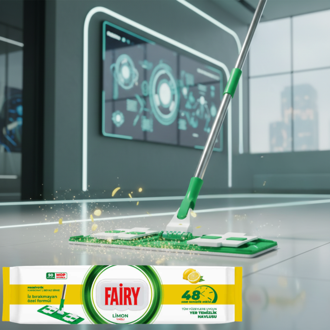 Fairy Wkłady Nawilżane do Mopa Lemon 50szt