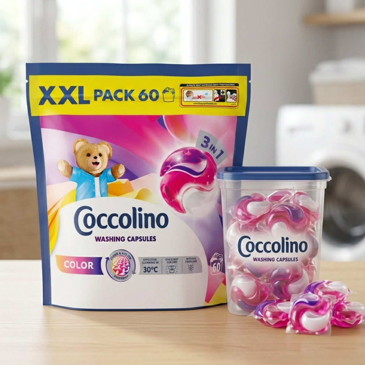 Coccolino XXL Kapsułki 3w1 do Prania Kolorowych Tkanin 60 prań