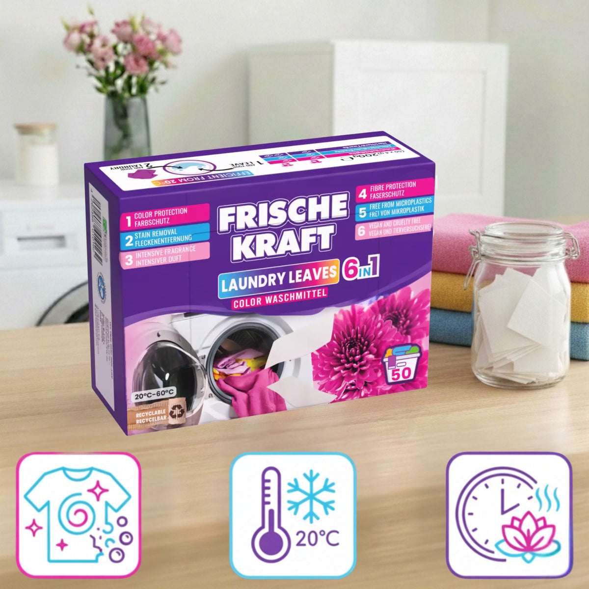 Frische Kraft 6w1 Listki Piorące do Koloru 50szt