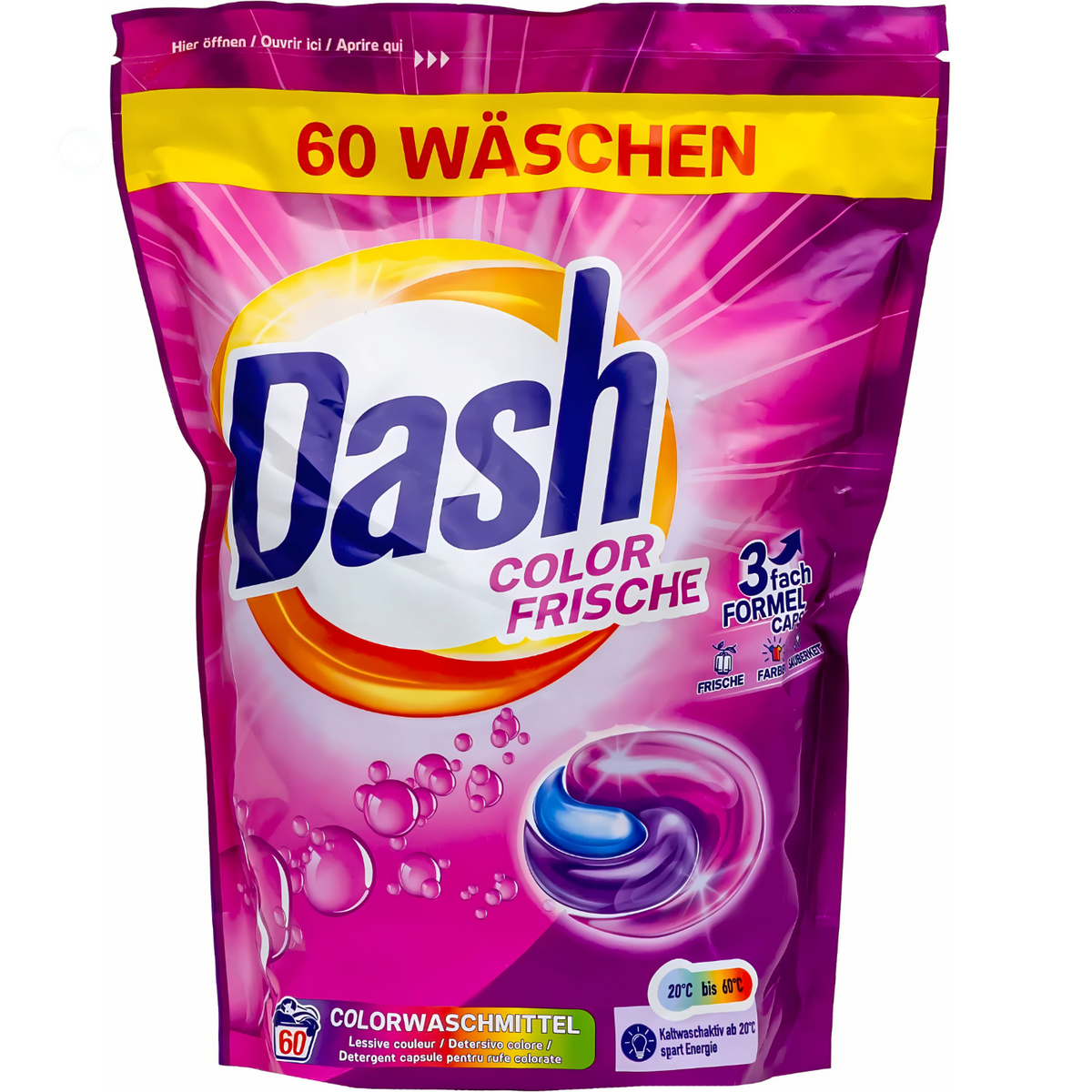 Dash 3w1 Kapsułki do Prania Tkanin Kolor 60szt Doypack